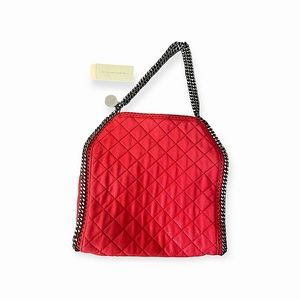 SOLD-STELLA MCCARTNEY Vegan Friendly Shaggy Deer Quilted Falabella Red Tote-SOLD